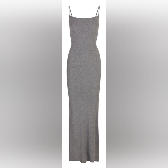 💕NWT SKIMS Soft Lounge Long Slip Dress Summer Collection Grey HEATHER GRAY S - Picture 14 of 14